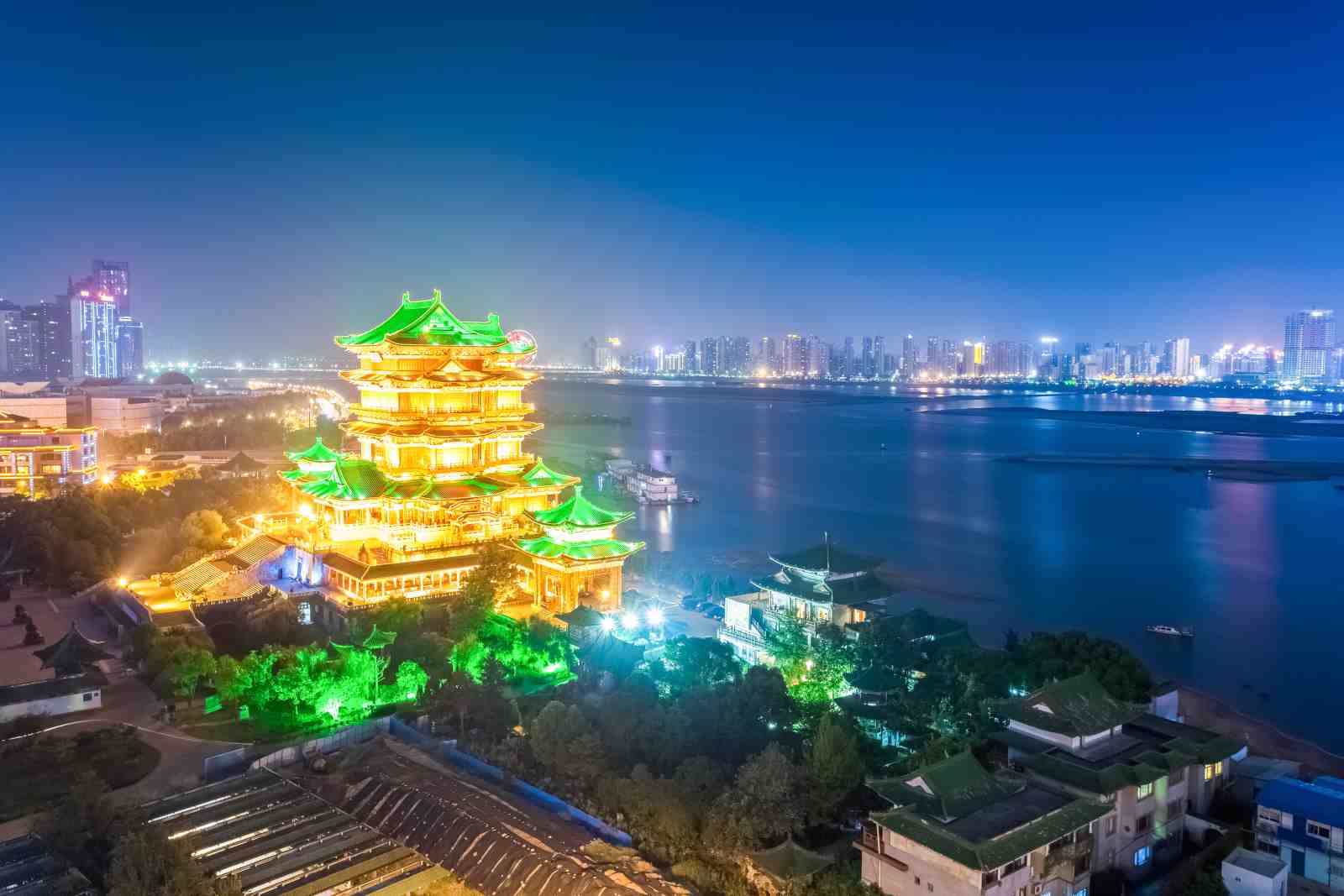 Vibrant Pagoda Cityscape Wall Art