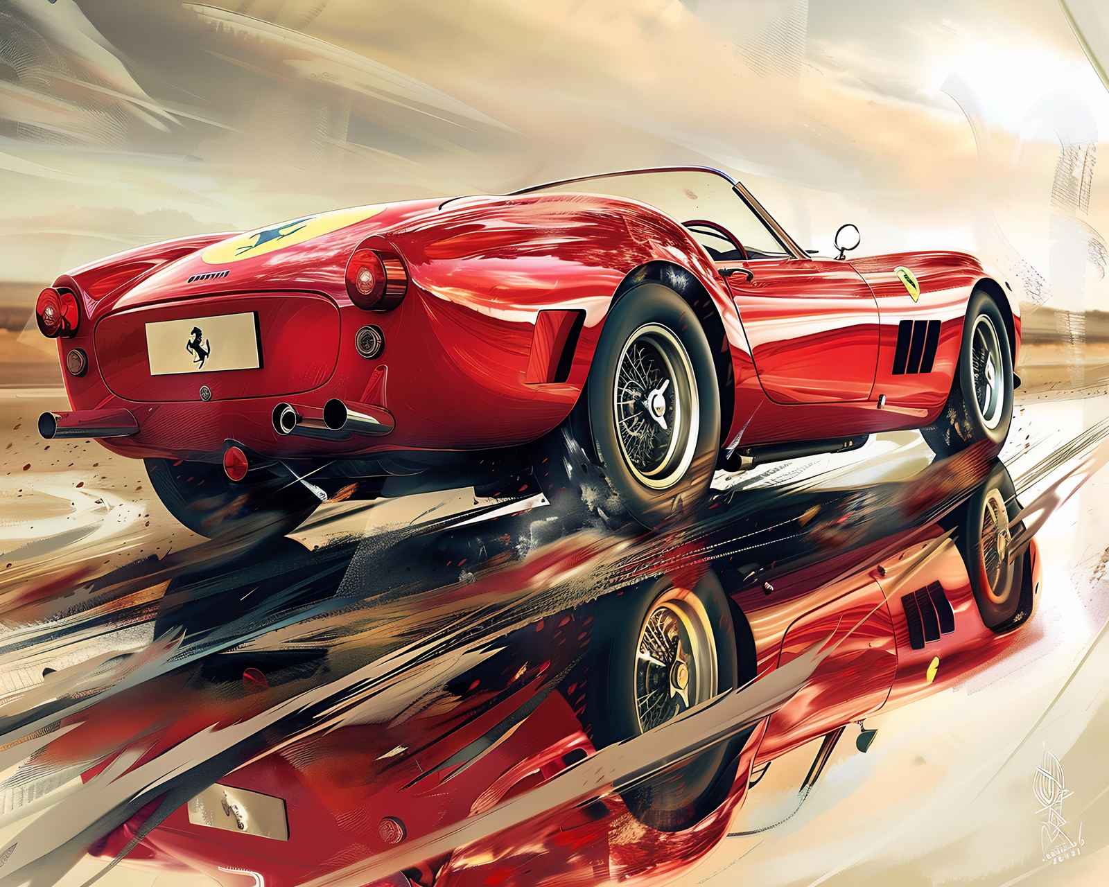 Classic Red Ferrari Speed Wall Art