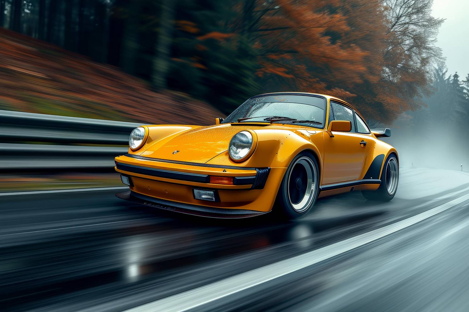 Vintage Yellow Porsche Racing Wall Art