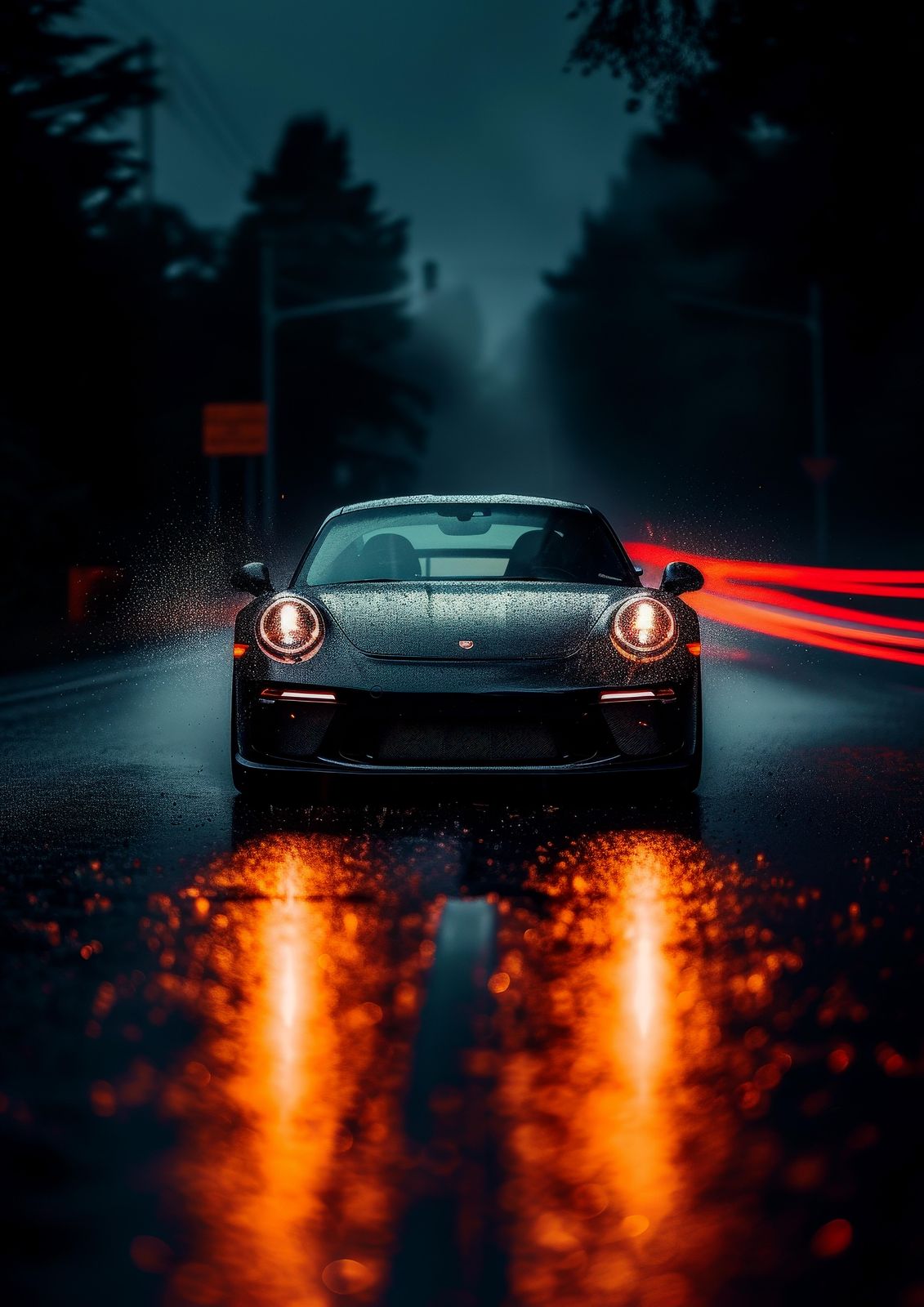 Porsche Night Drive Wall Art