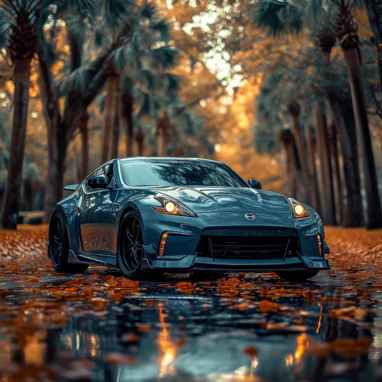 Sleek Sports Car Autumn Drive Wall Art
