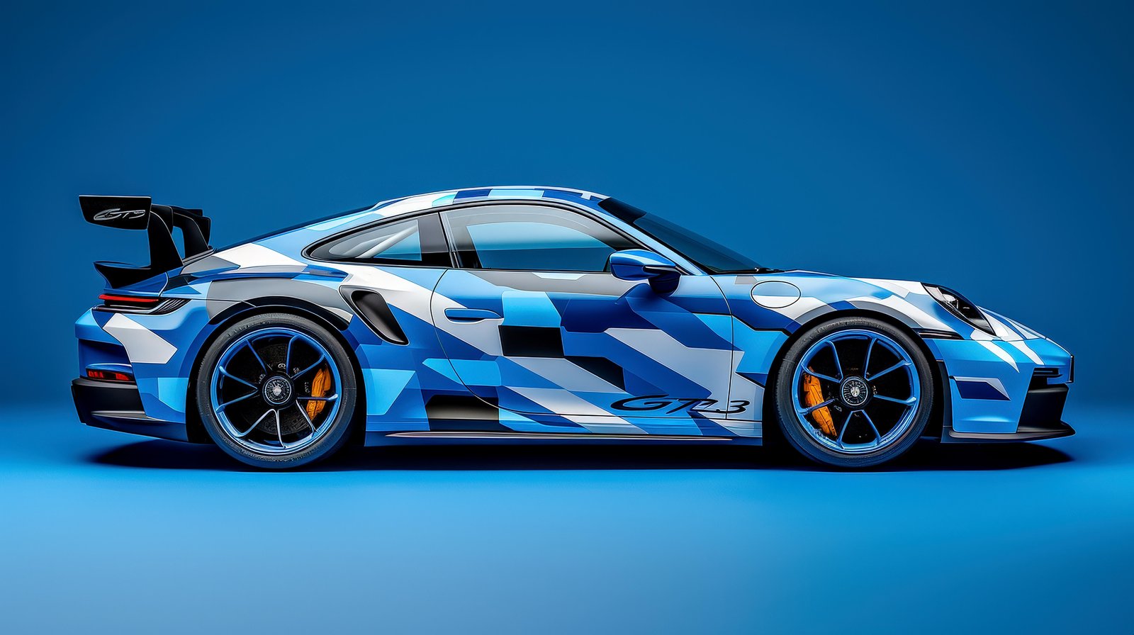 Dynamic Blue Camo Porsche GT3 Wall Art