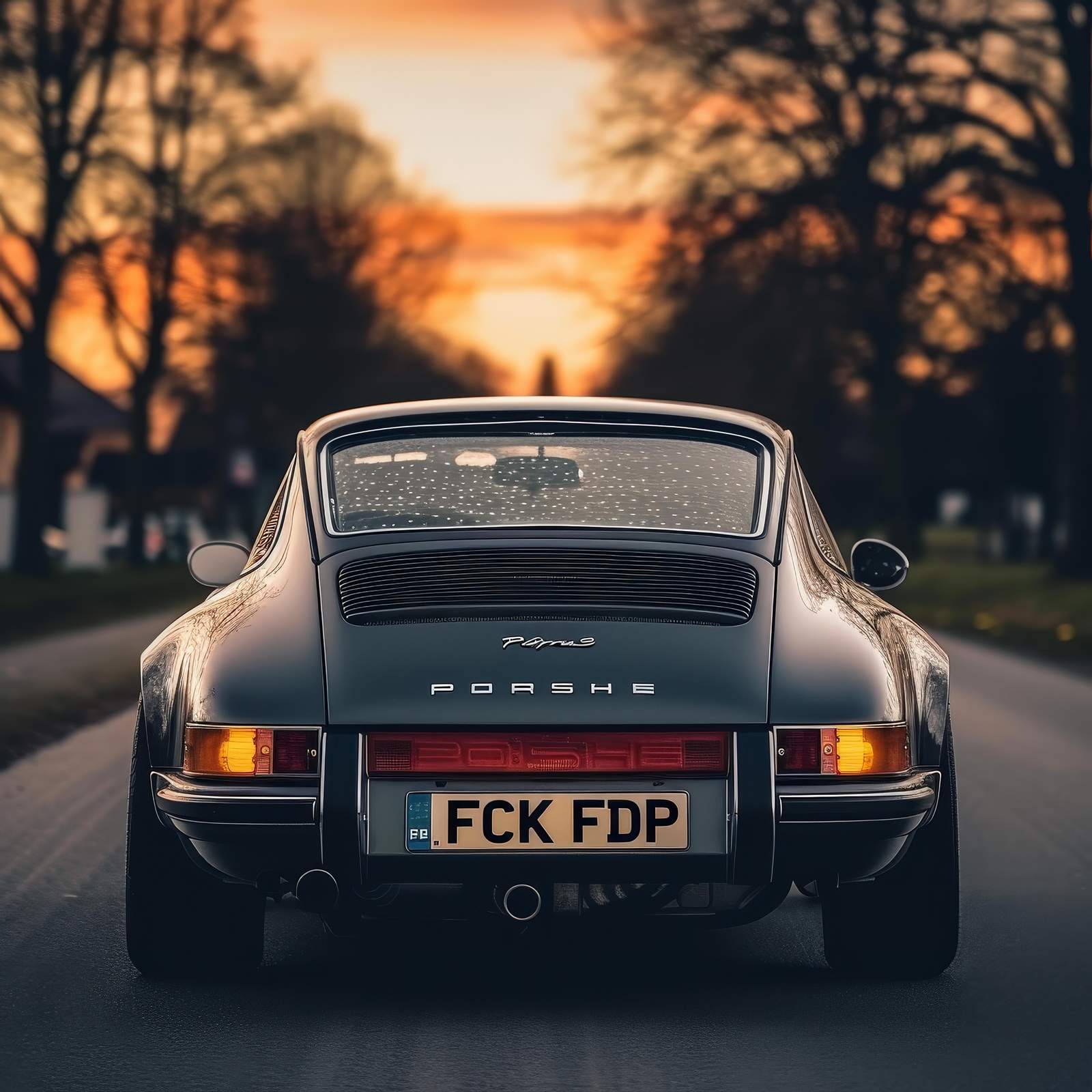 Vintage Porsche Sunset Aura Wall Art