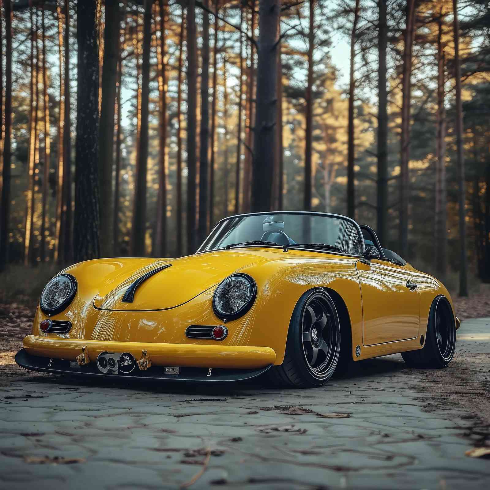 Vintage Yellow Porsche Speedster Wall Art