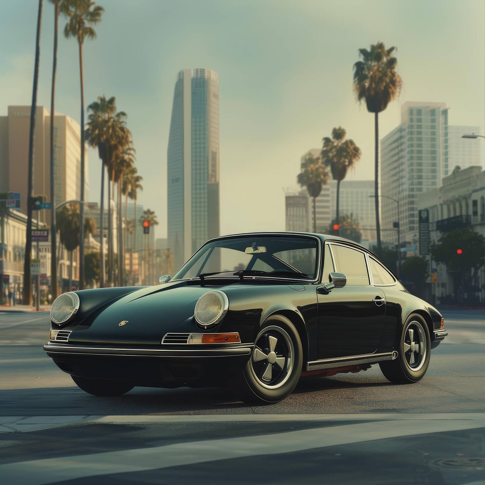 Vintage Porsche Cityscape Wall Art