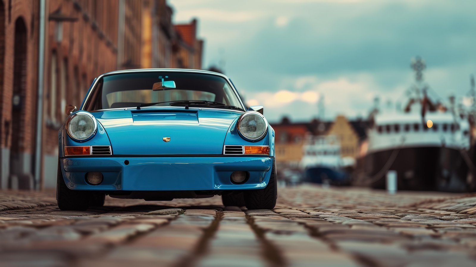 Vintage Blue Porsche 911 Coastal Vibes Wall Art
