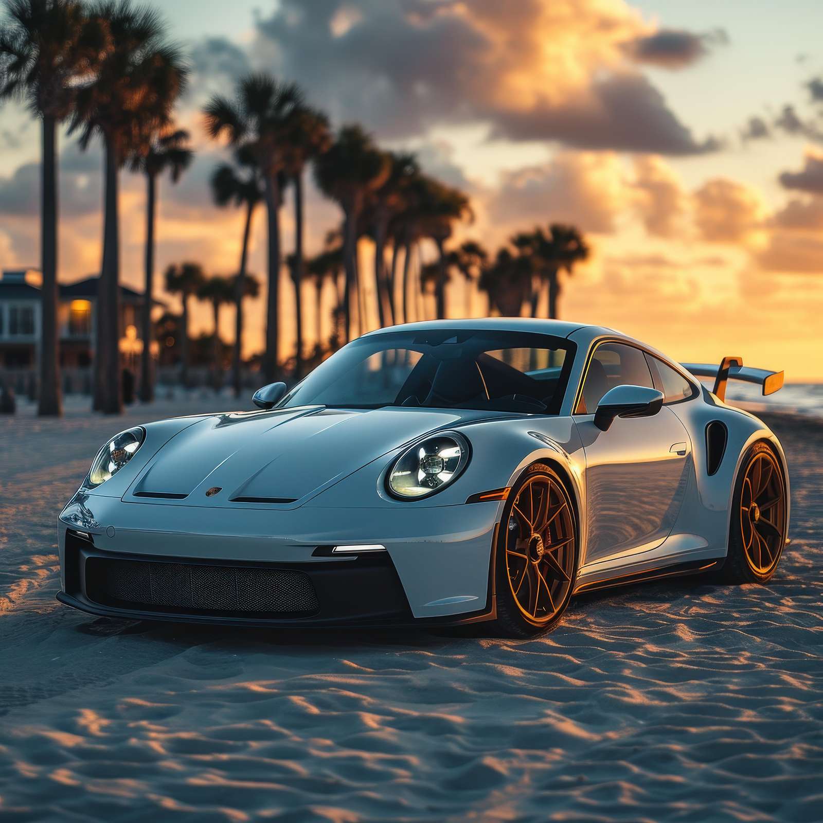 Luxury Porsche Beach Sunset Wall Art