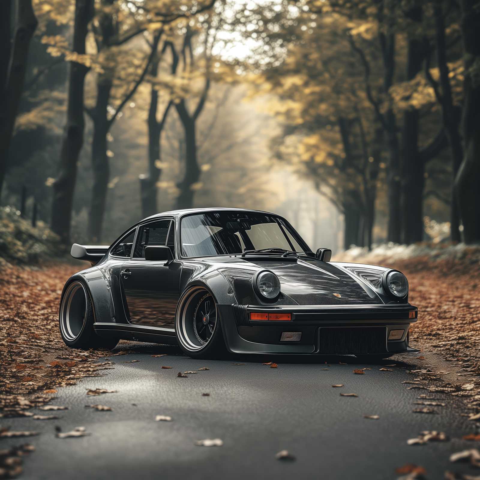 Vintage Porsche Turbo Forest Drive Wall Art