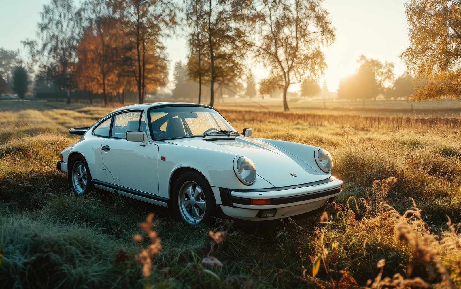 Vintage Porsche 911 Autumn Field Wall Art