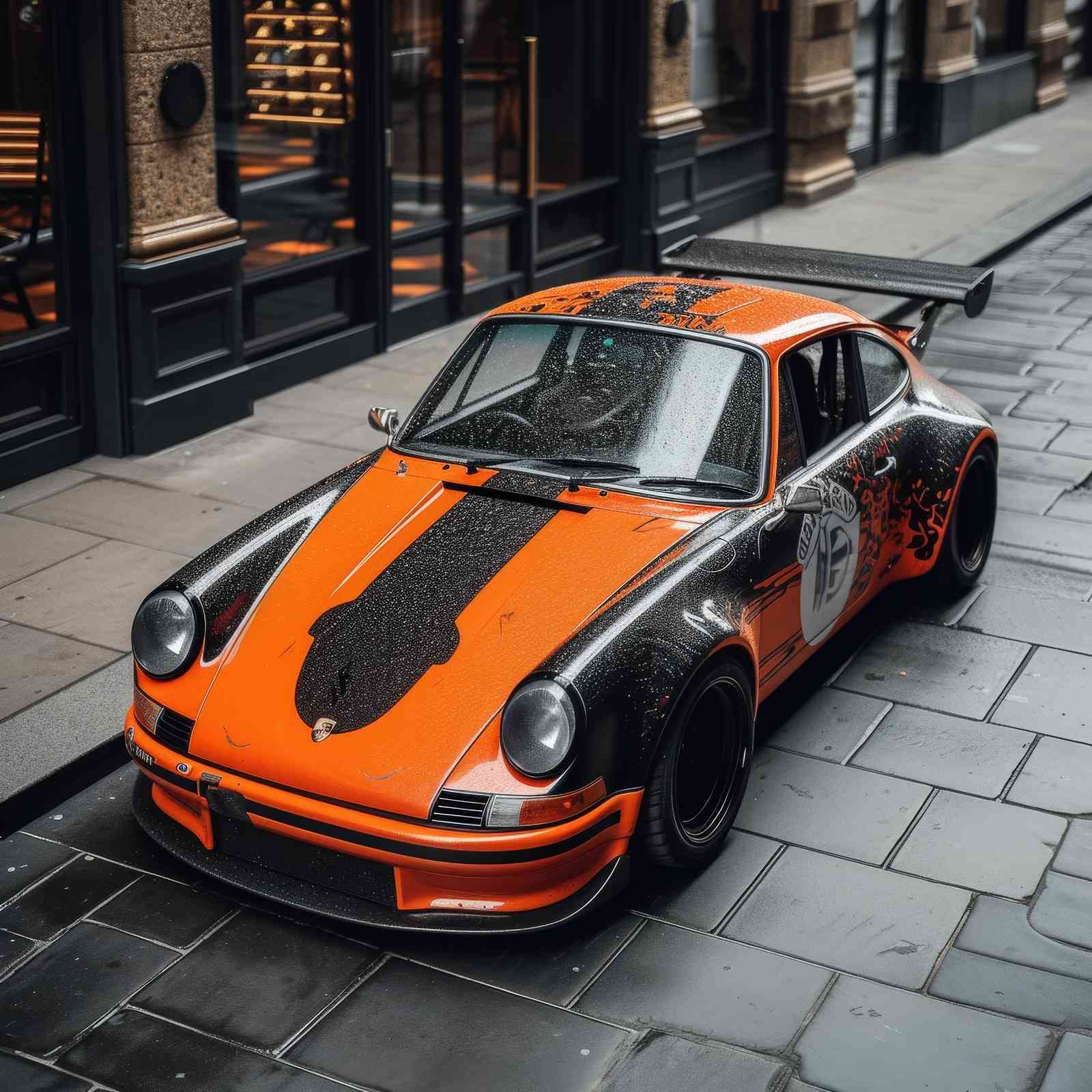 Vintage Porsche 911 Race Car Orange Wall Art