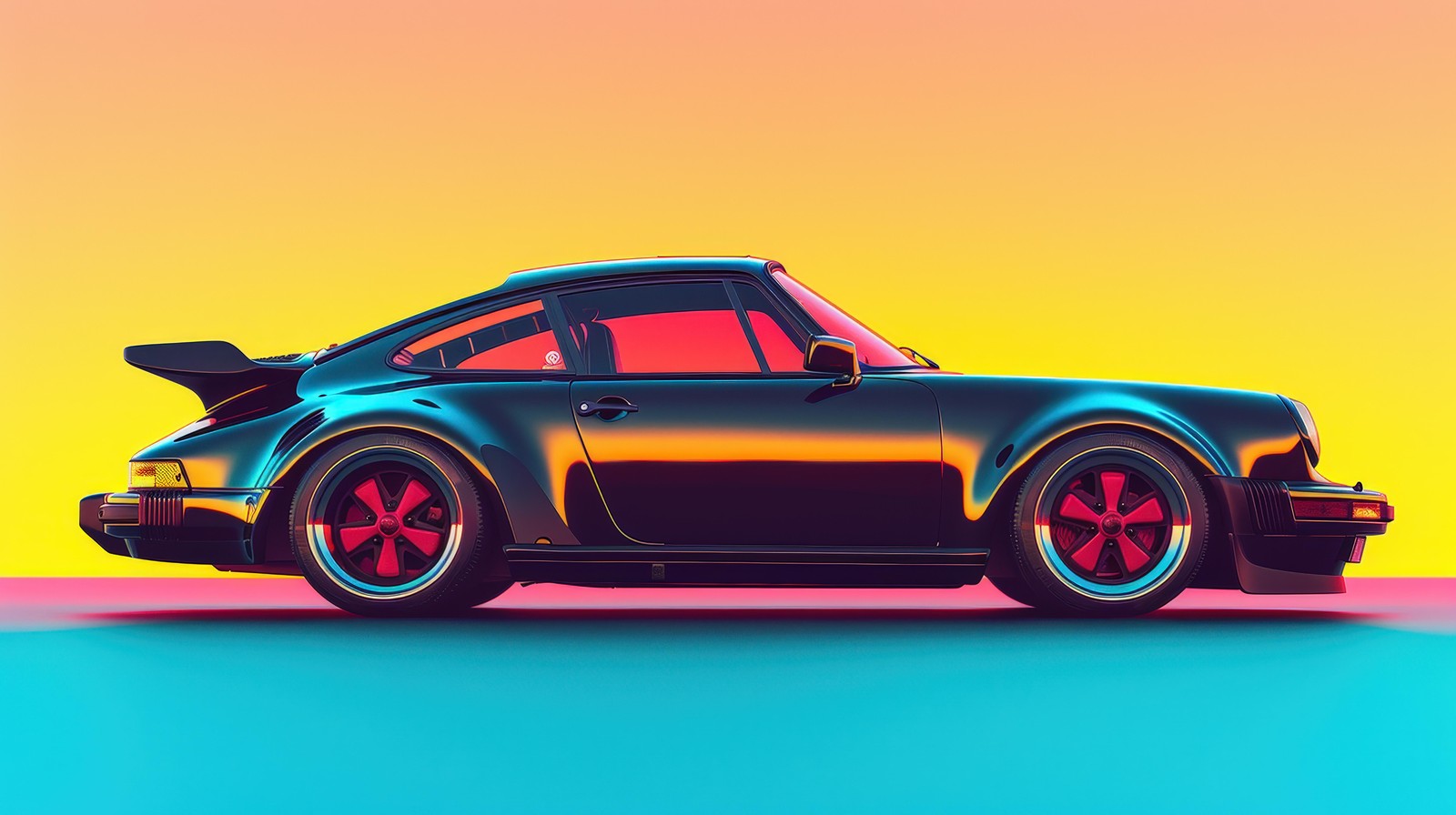Retro Porsche Sunset Wall Art