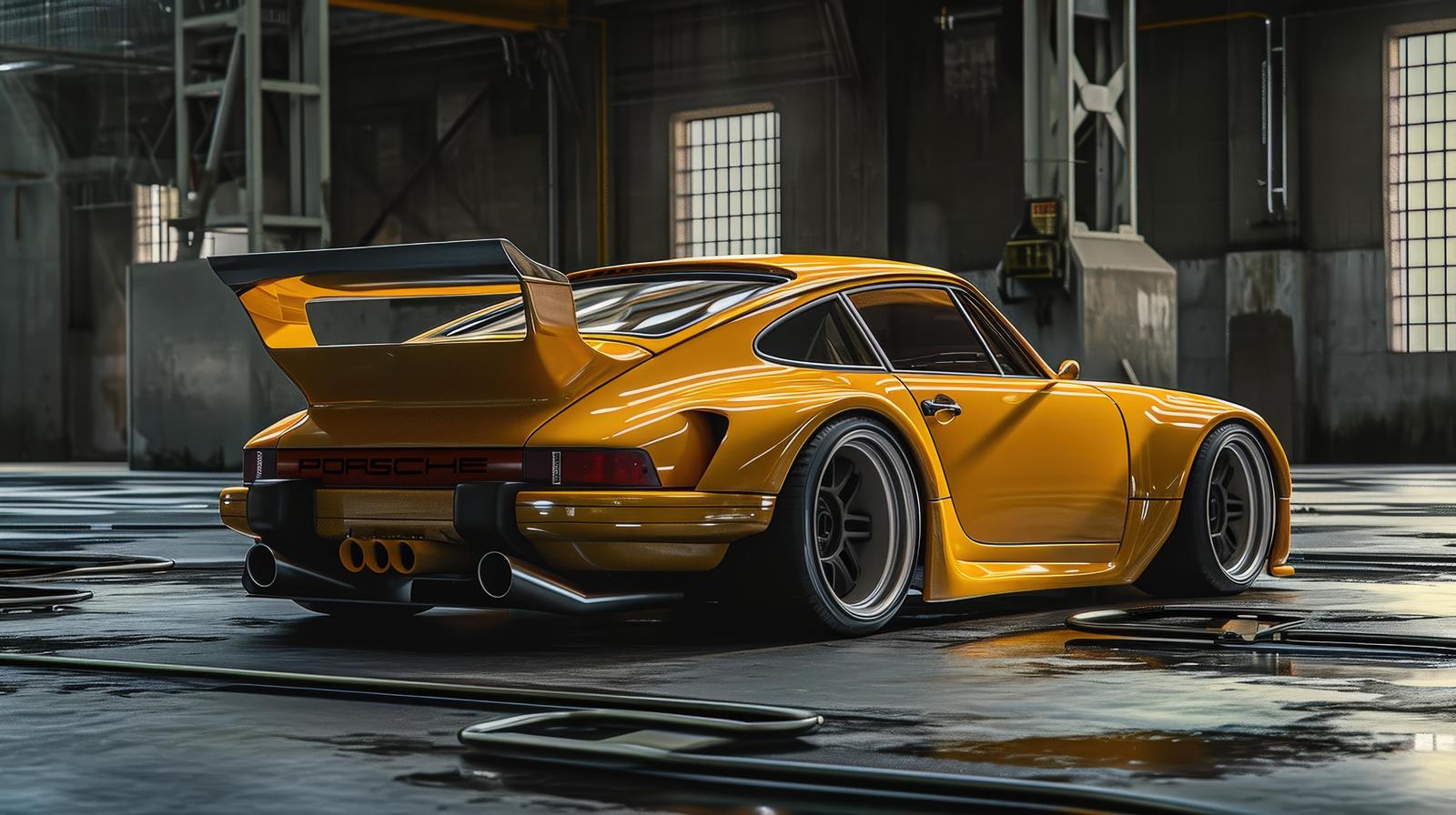 Golden Porsche 911 Turbo S Wall Art