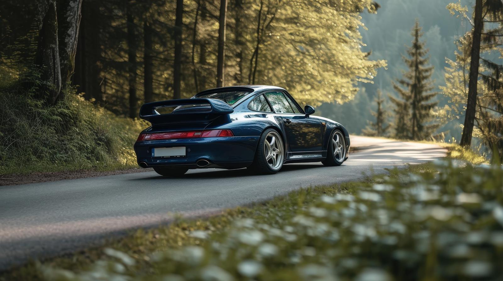 Classic Blue Porsche 911 Forest Drive Wall Art