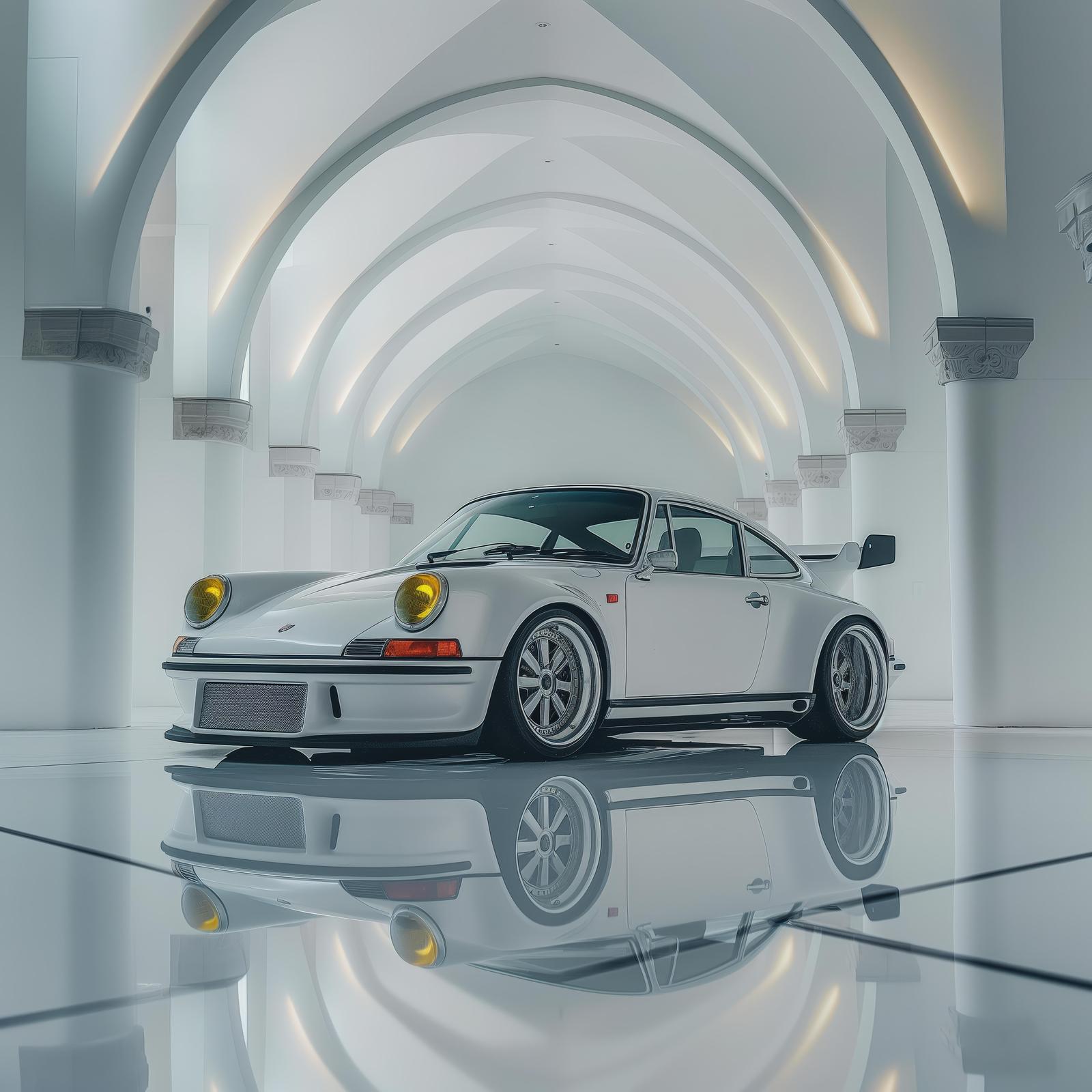 Classic White Porsche 911 Wall Art Wall Art