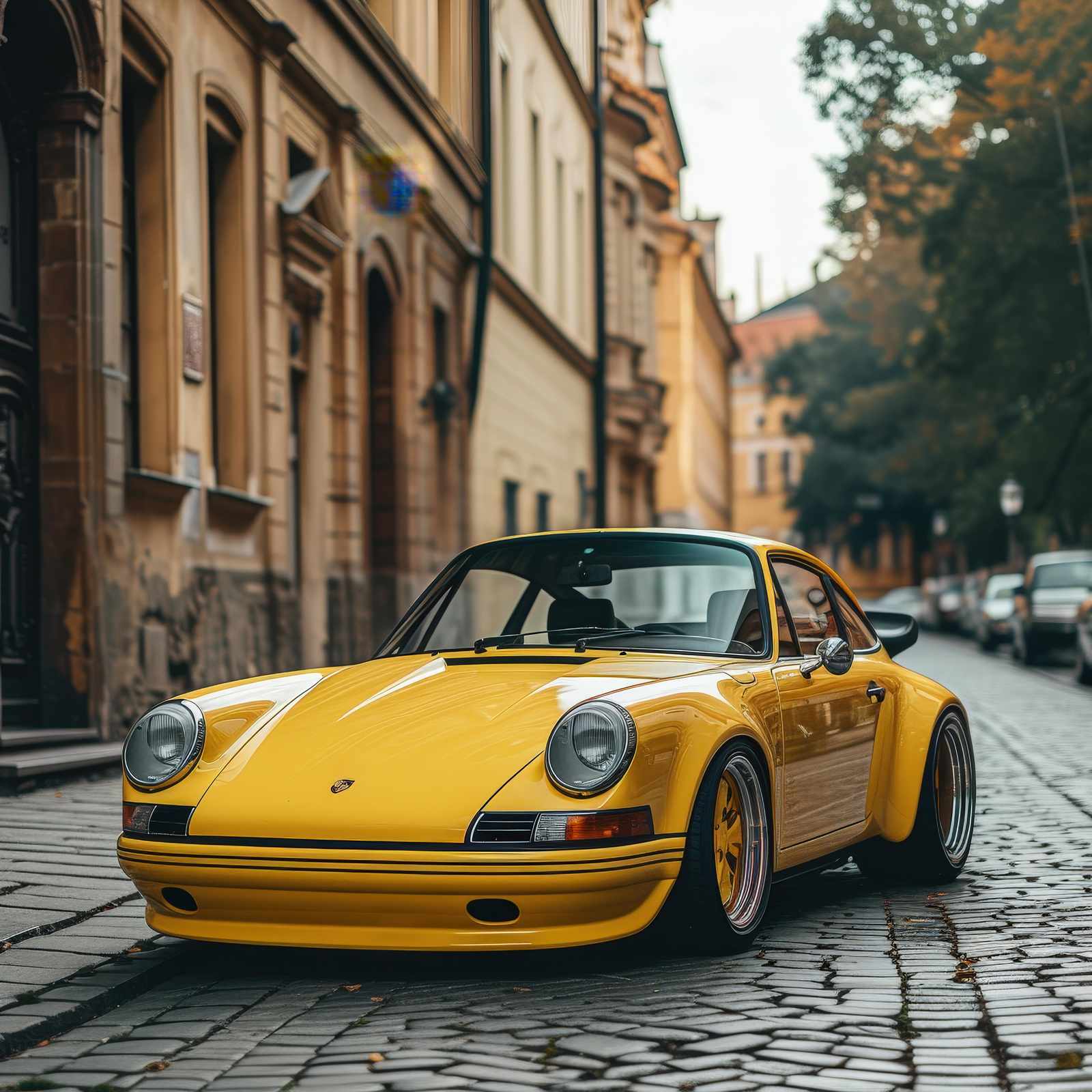 Retro Yellow Porsche Wall Art