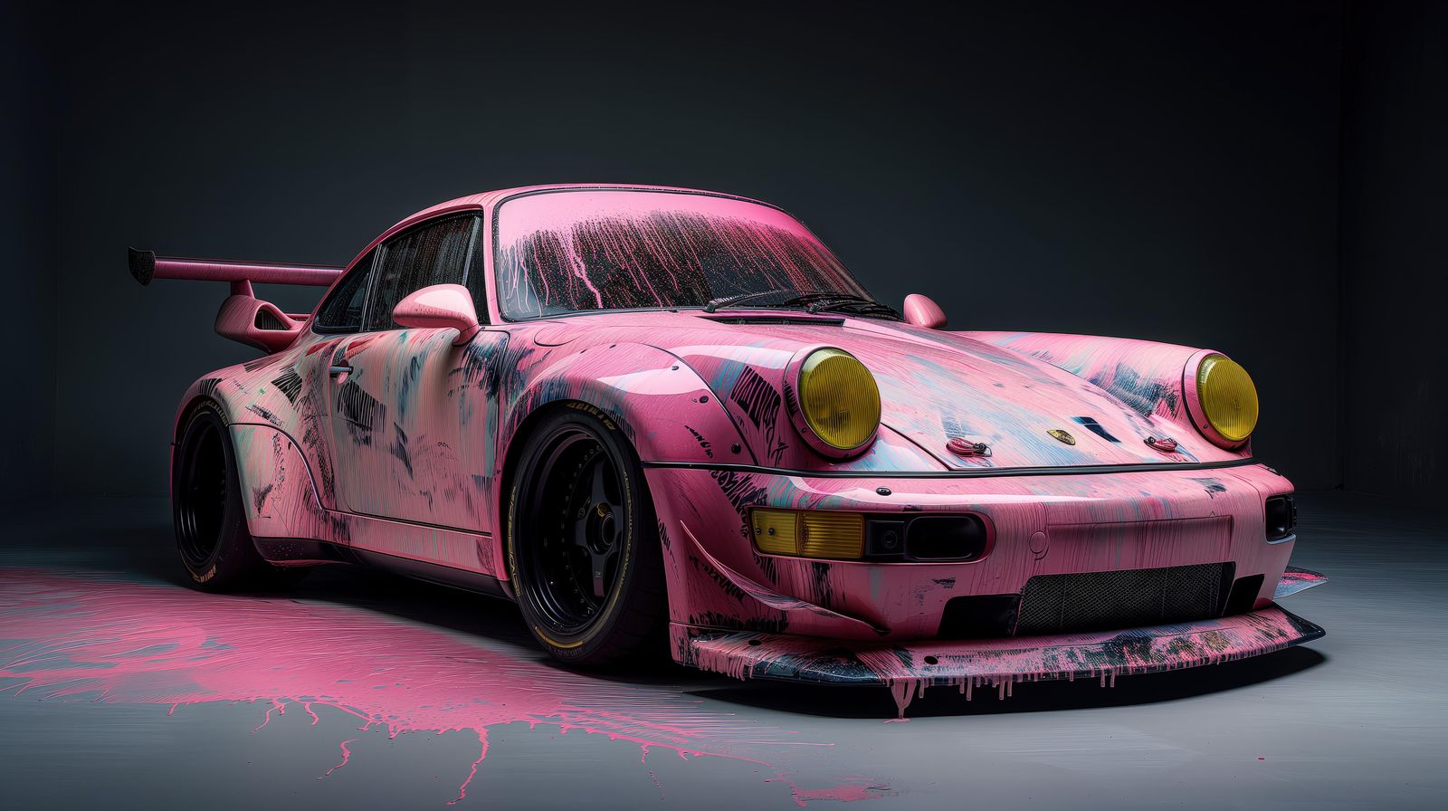 Pink Drip Porsche Art Wall Art