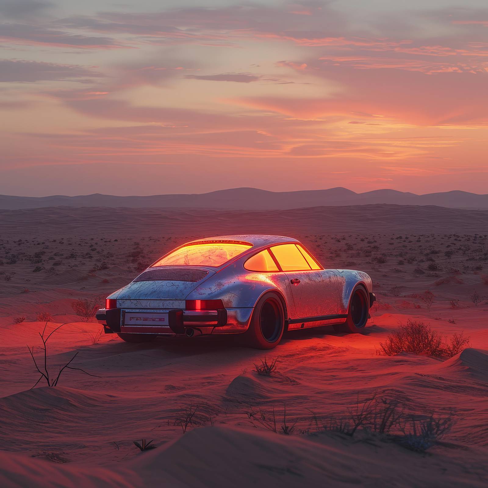 Desert Sunset Porsche 911 Wall Art
