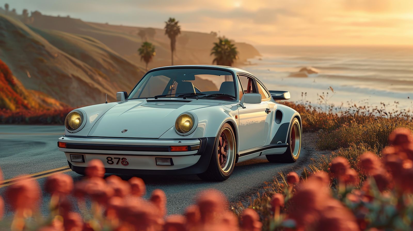 Retro Porsche 911 Coastal Drive Wall Art