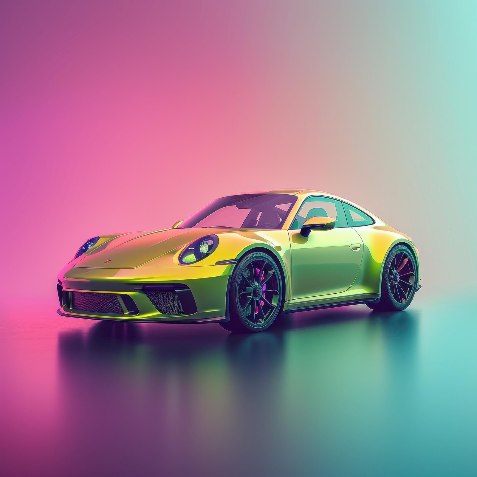 Lime Green Porsche Speed Wall Art