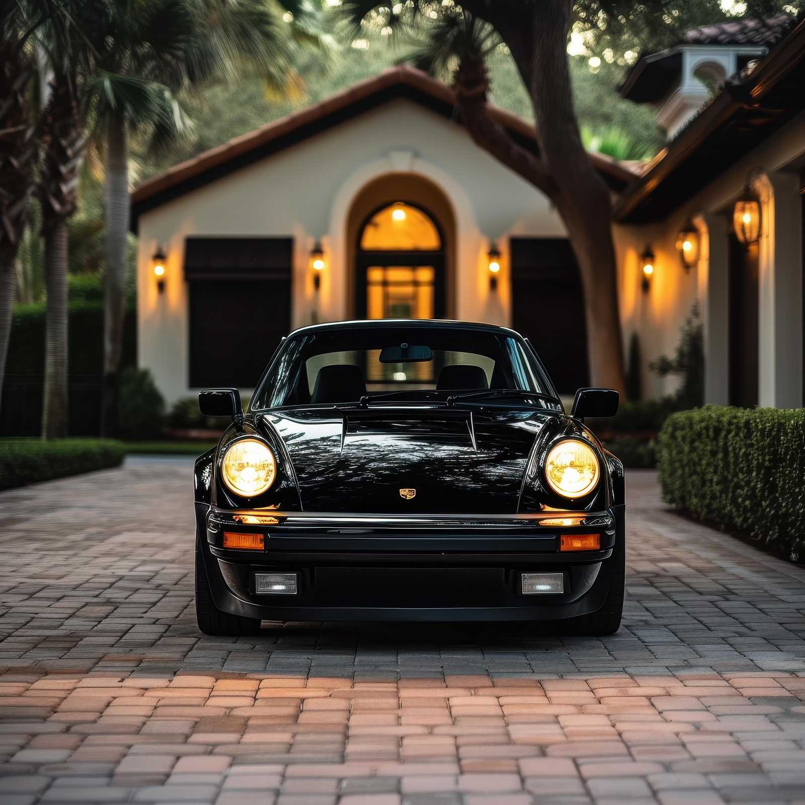 Classic Black Porsche Car Wall Art