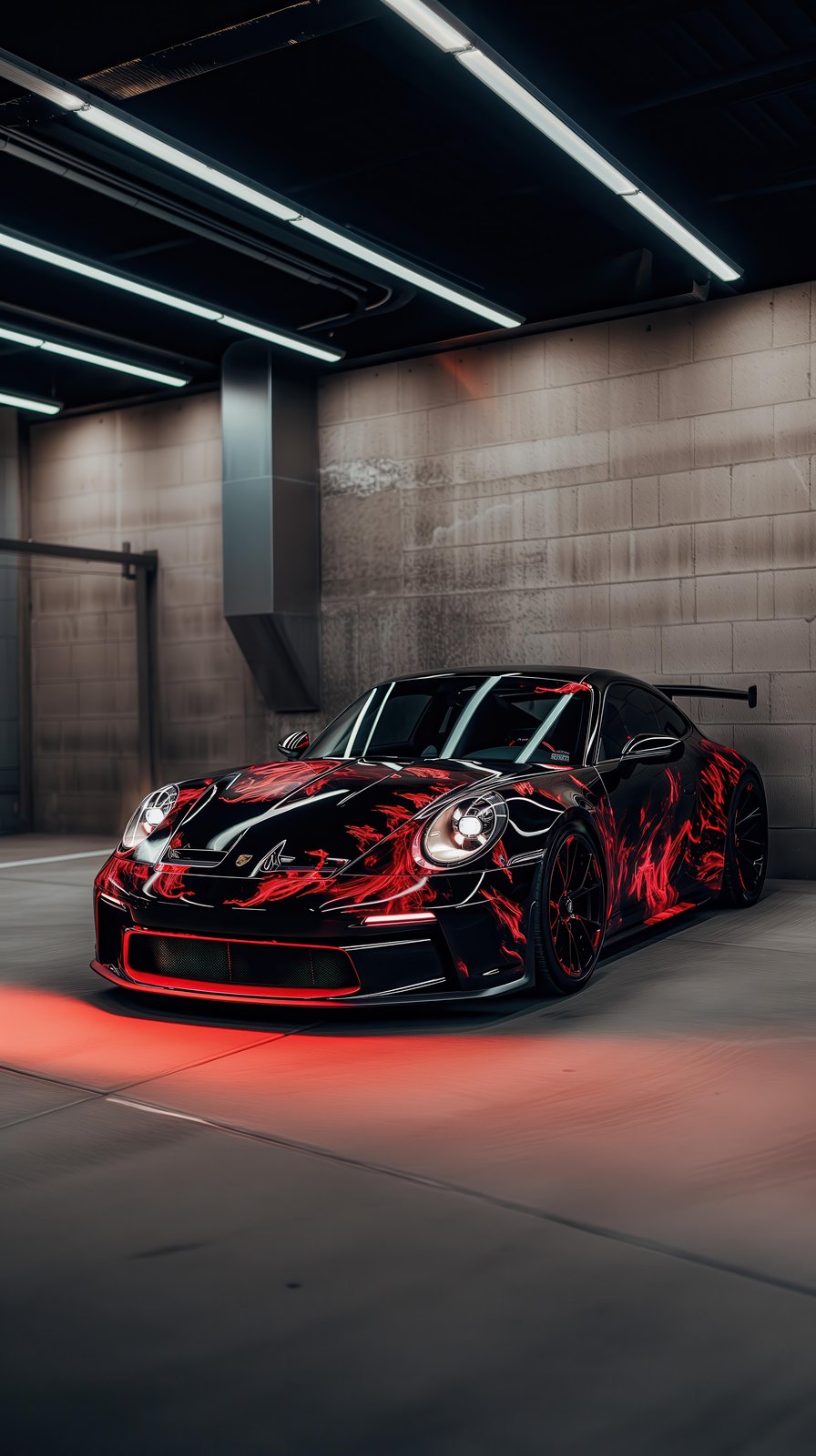 Dynamic Red Flame Porsche Wall Art Wall Art