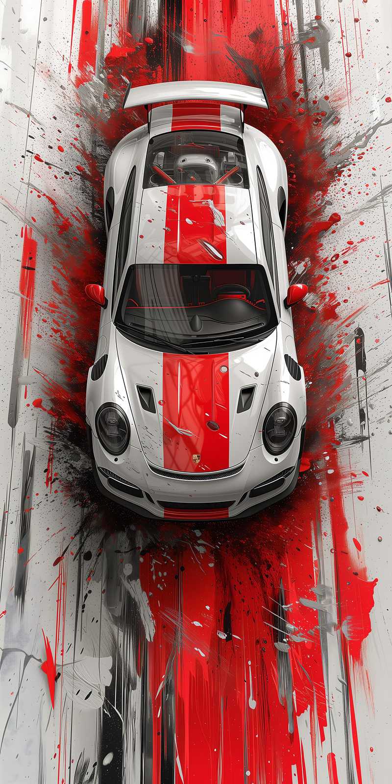 Dynamic Red & White Porsche Wall Art