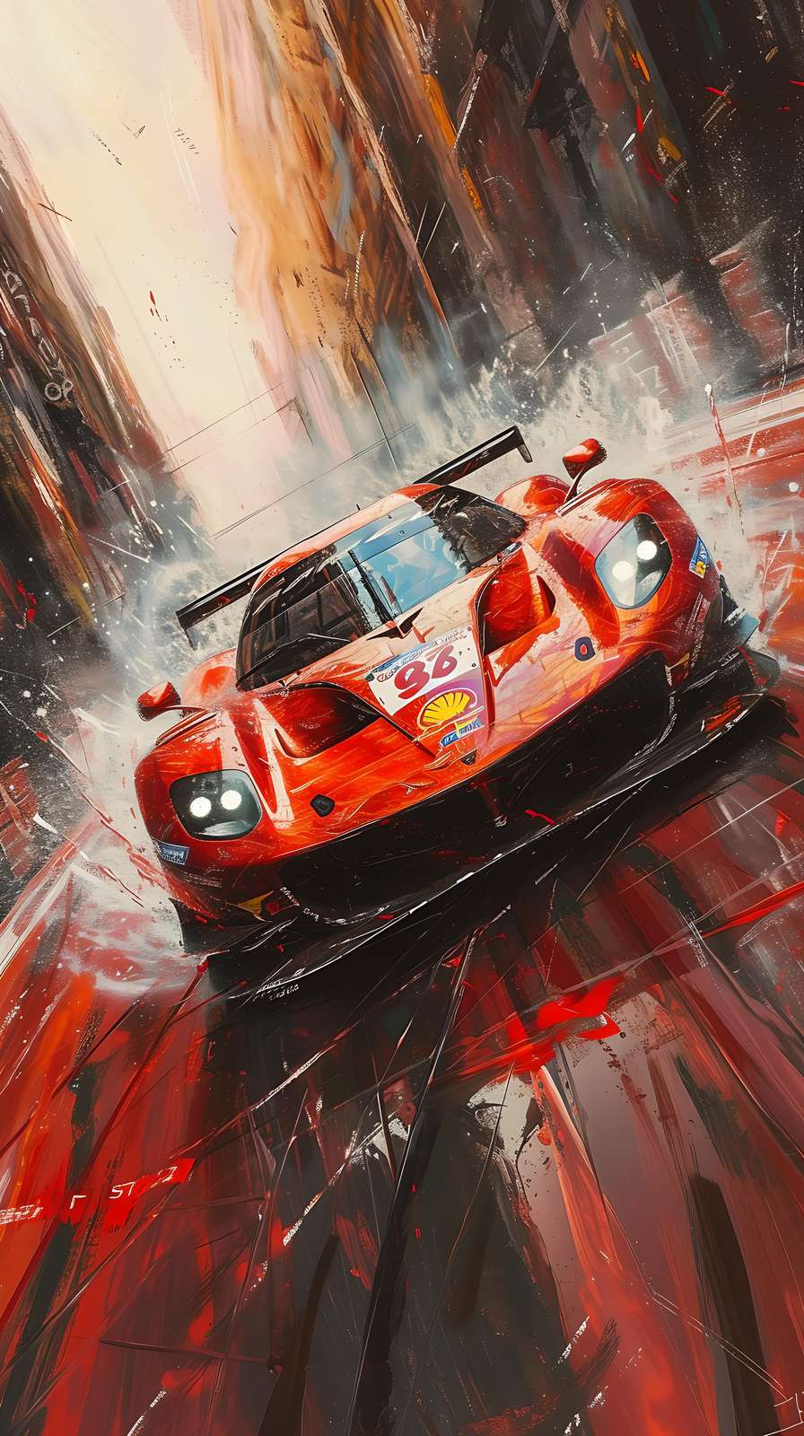 Dynamic Red Race Car Wall Art