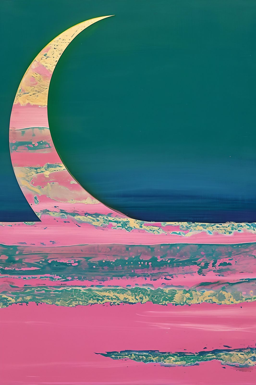 Abstract Moonrise Pink & Gold Wall Art