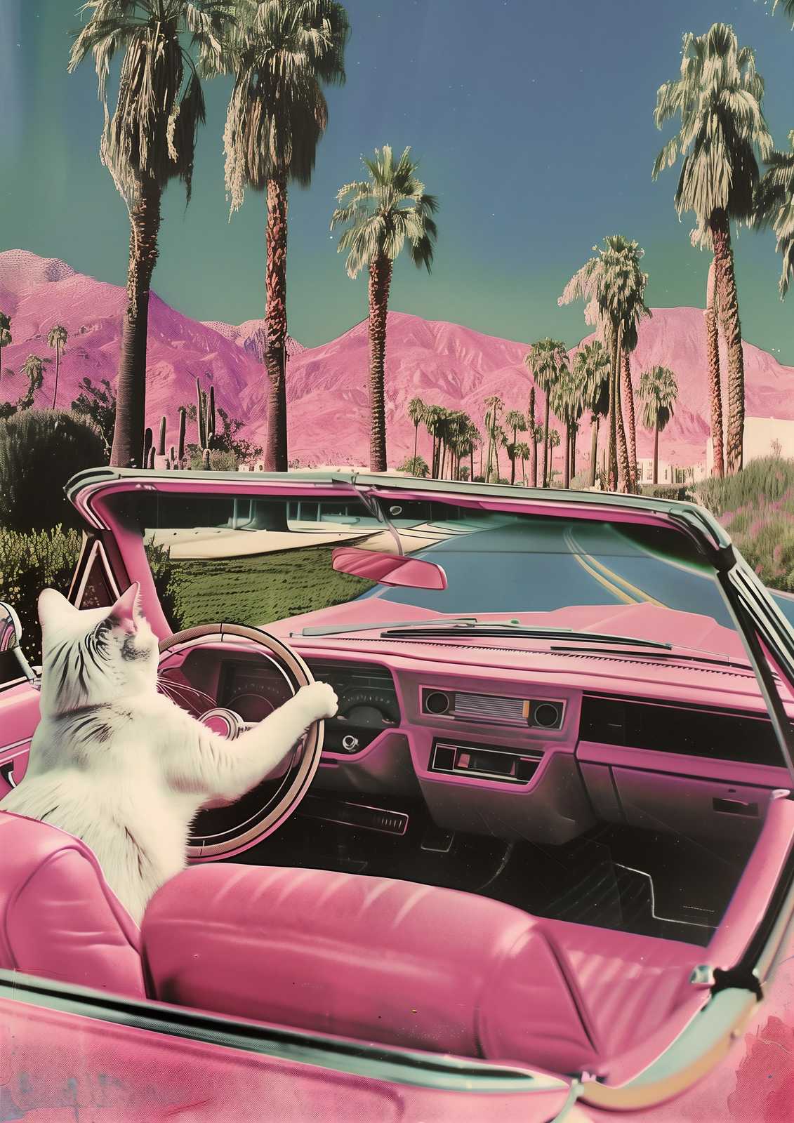 Retro Cat Convertible Dream Wall Art