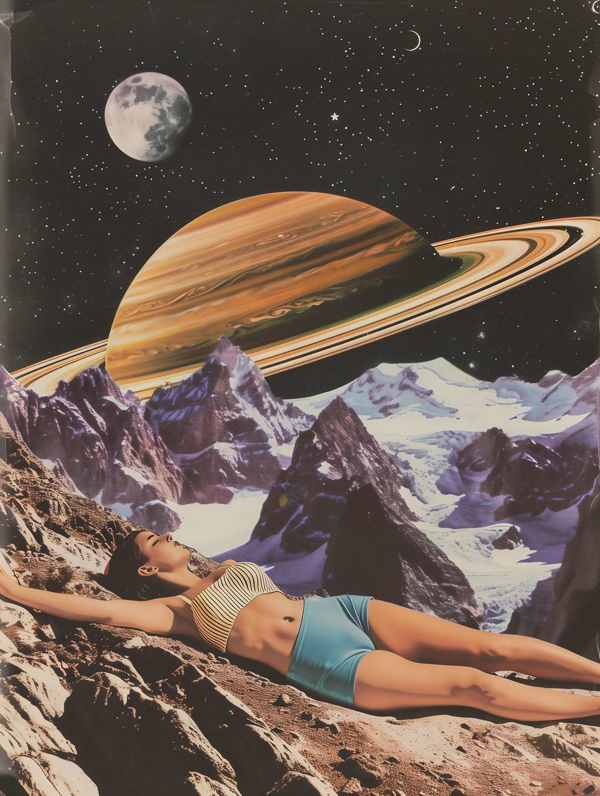 Cosmic Dreamer Saturn Landscape Wall Art