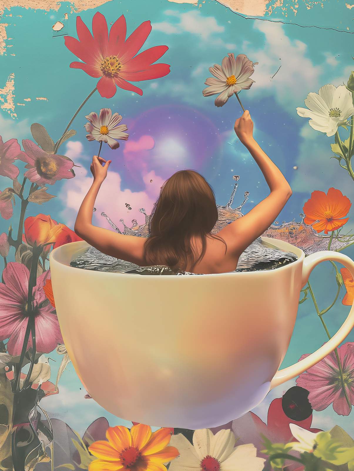 Surreal Coffee Bath Flower Dreams Wall Art