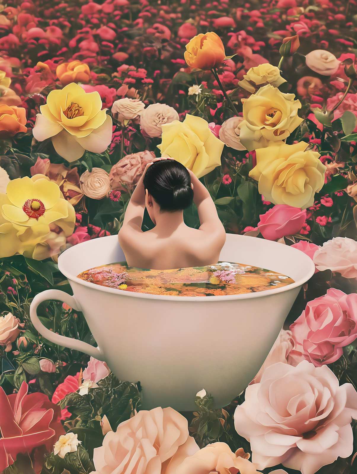 Surreal Floral Tea Bath Wall Art