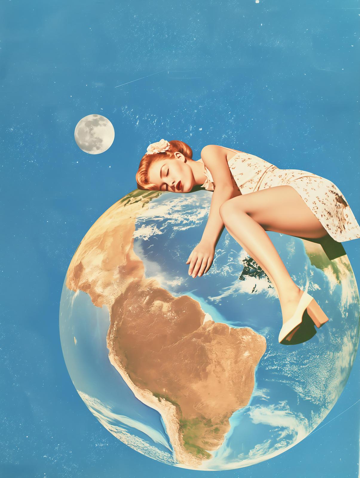 Dreamer on Earth Vintage Pinup Wall Art