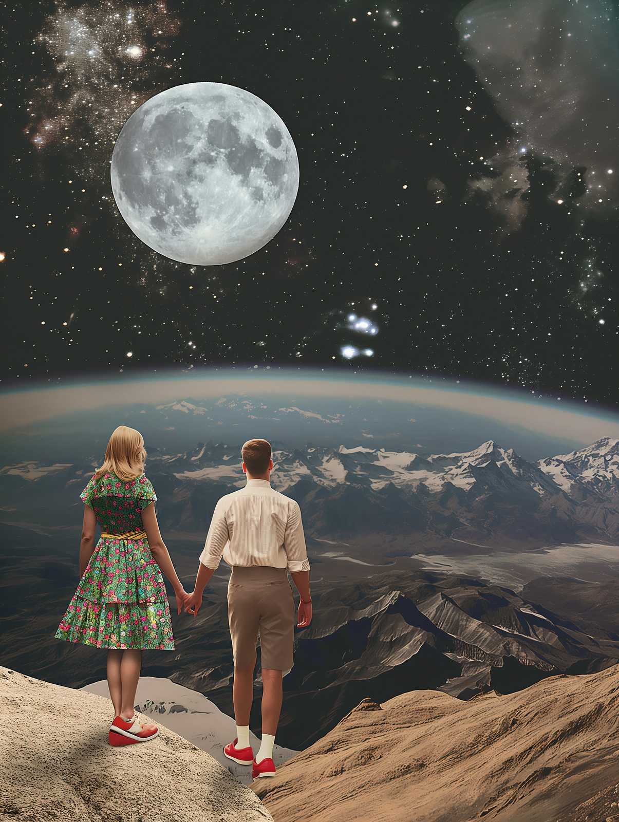 Couple's Cosmic Dream Vintage Wall Art