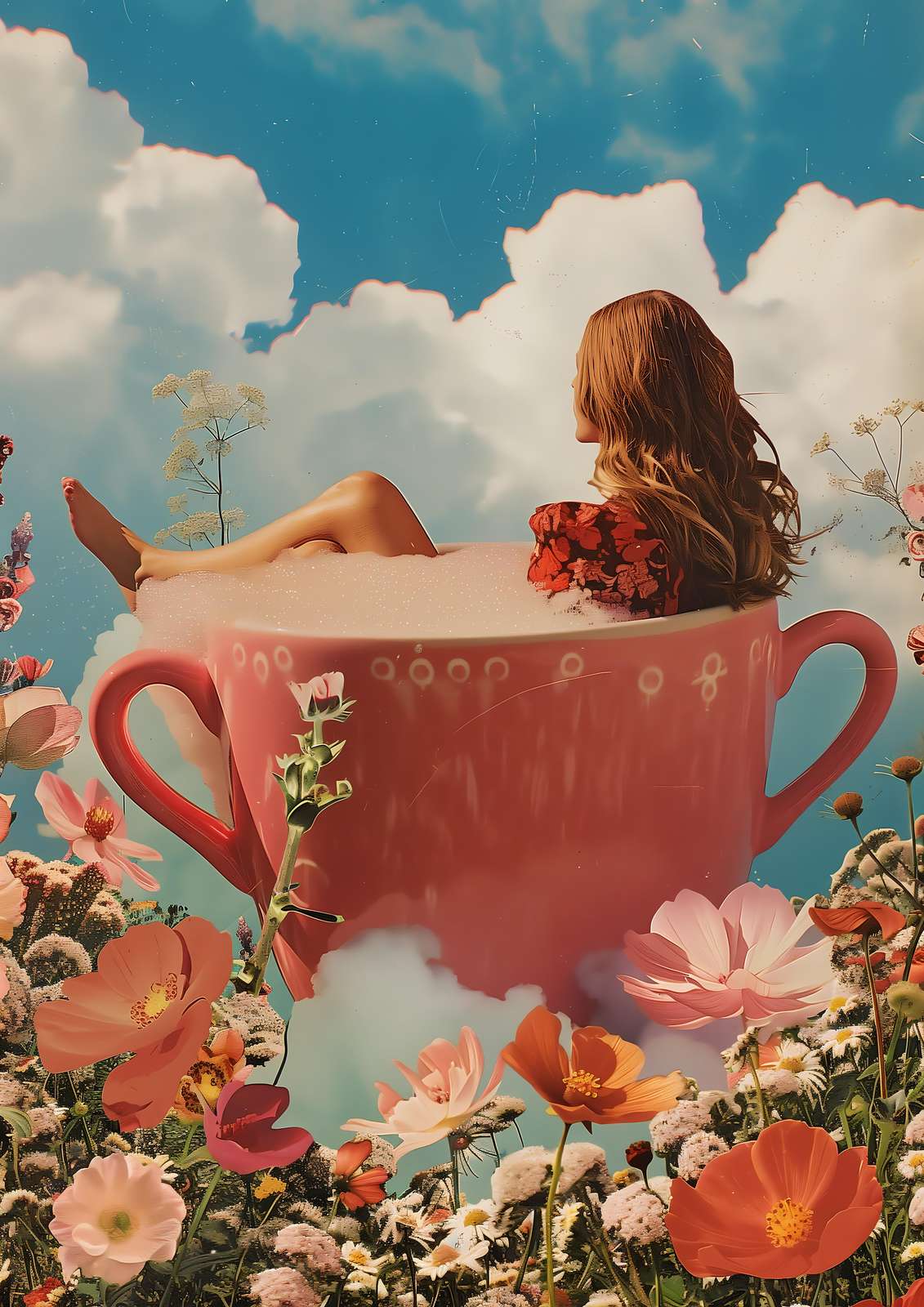 Whimsical Teacup Bath Wall Art | Floral Dream Art