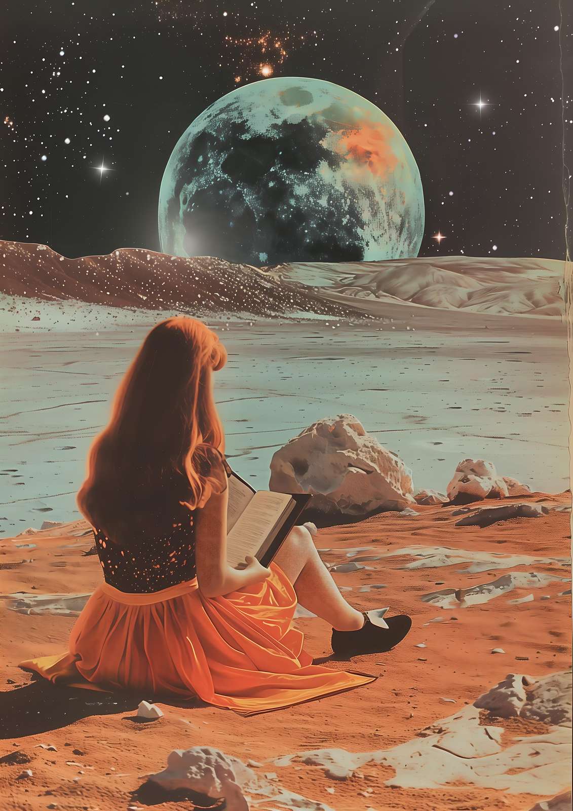Cosmic Reader Retro Sci-Fi Wall Art