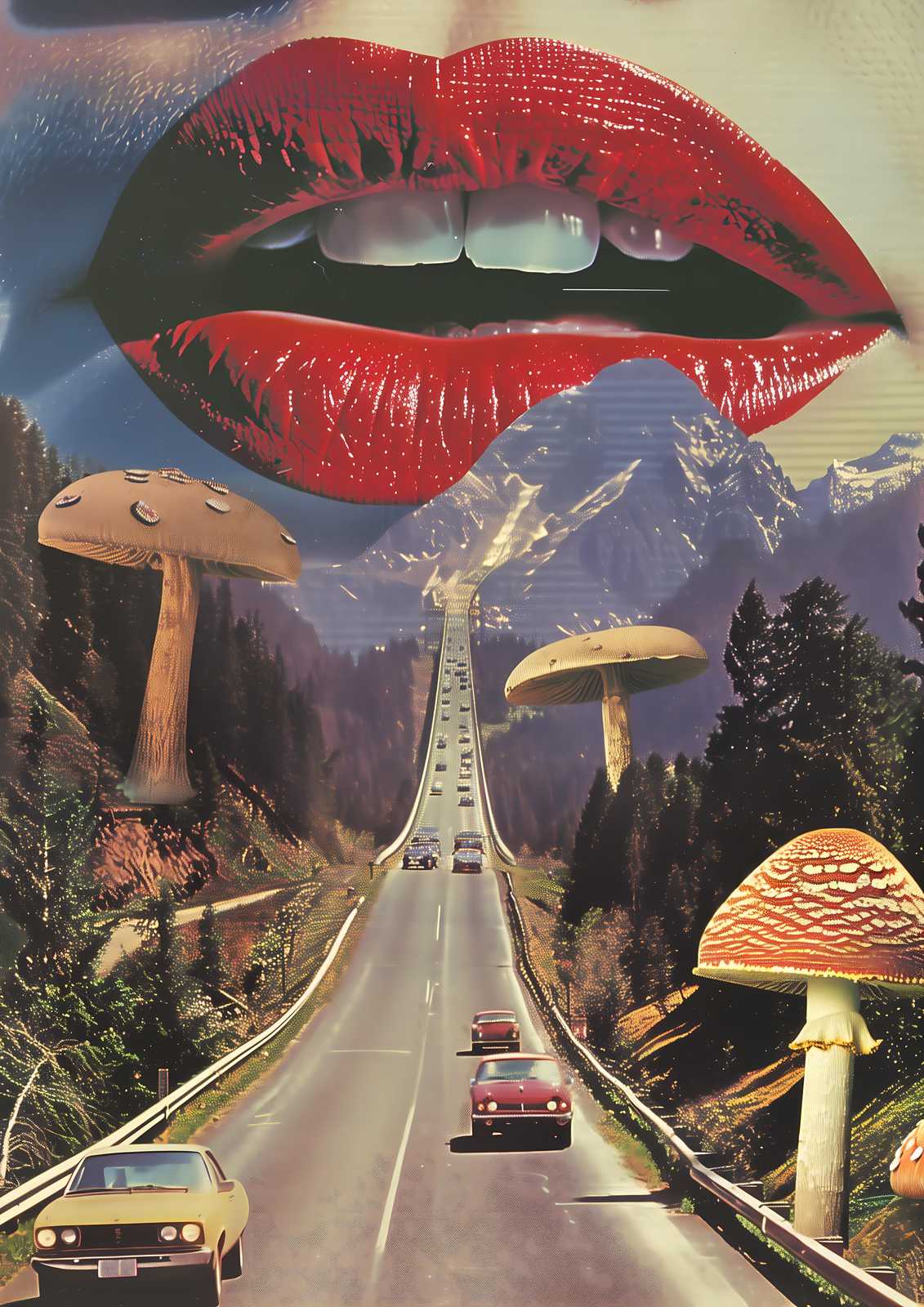 Surreal Mushroom Road Trip Wall Art