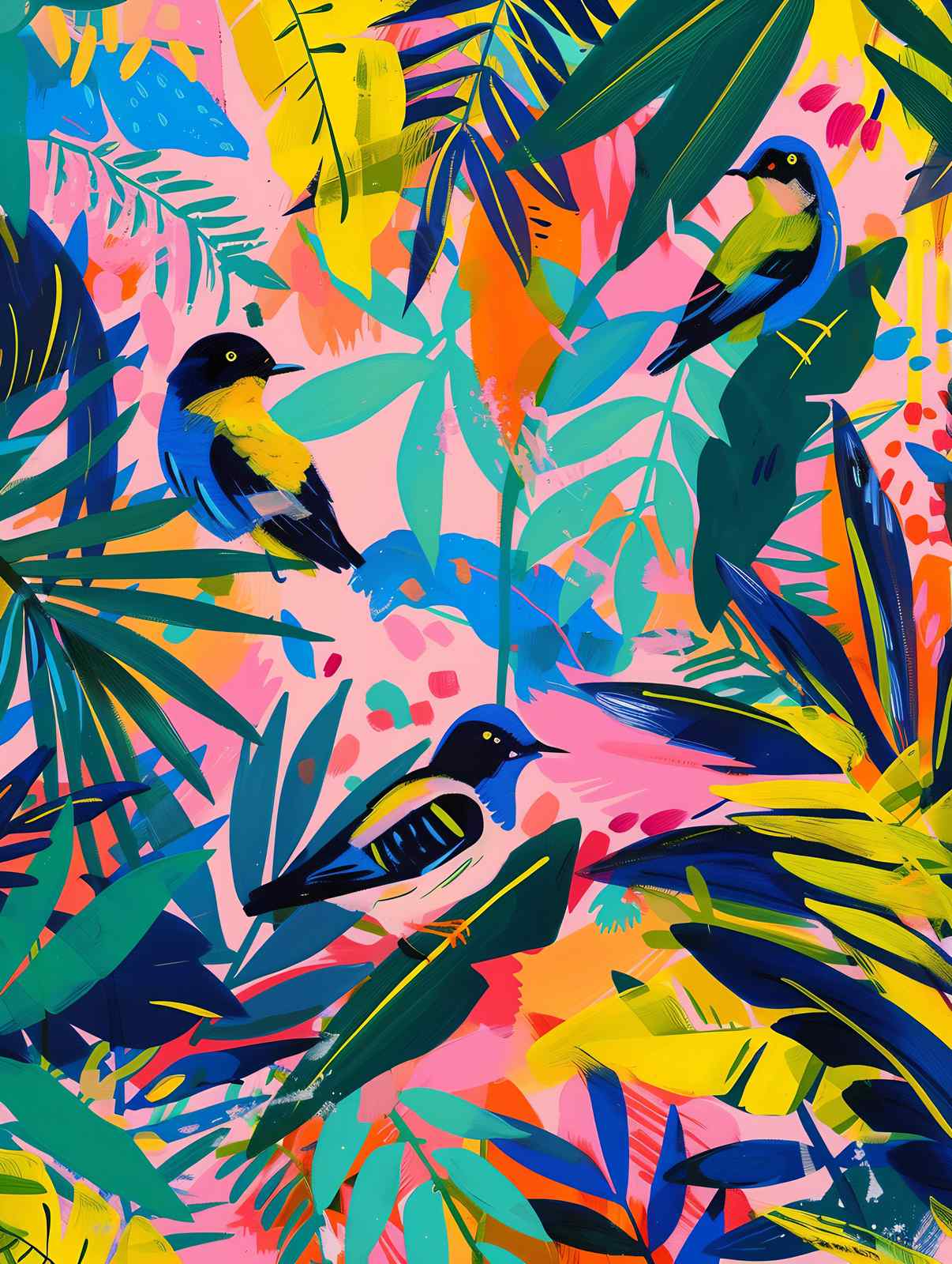 Tropical Birds & Jungle Vibes Wall Art