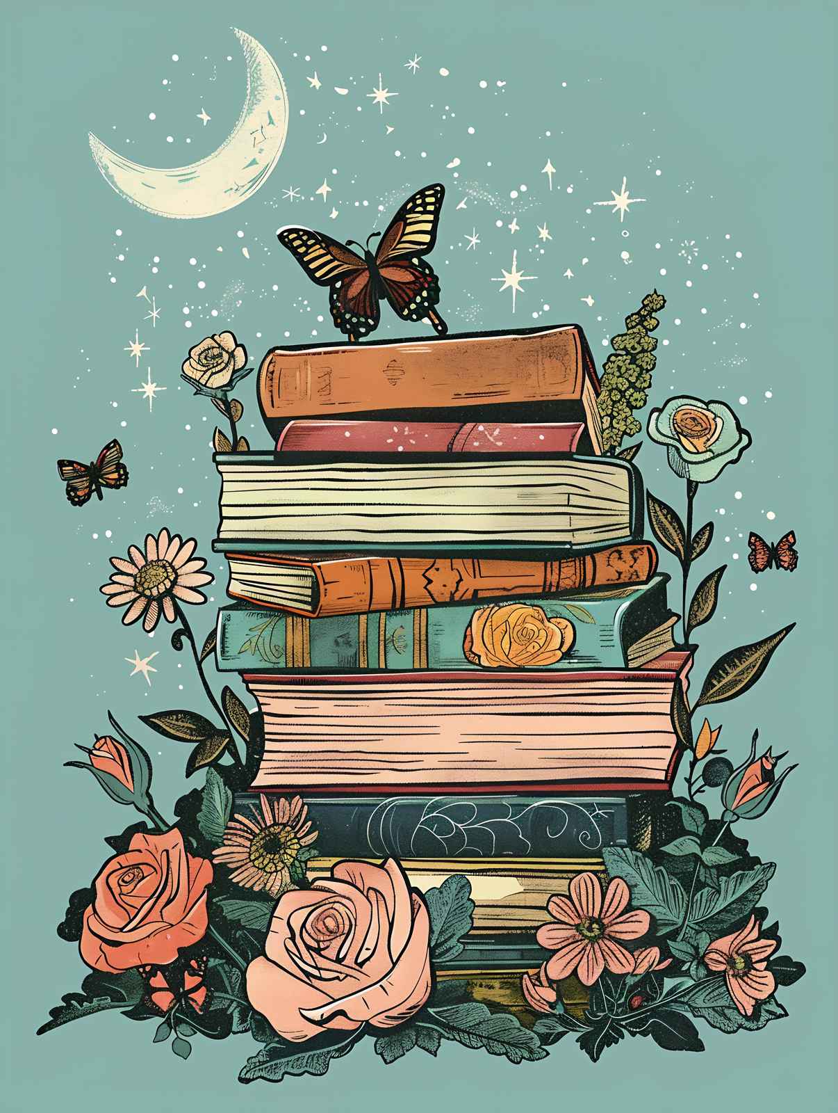 Enchanted Books & Butterflies Wall Art