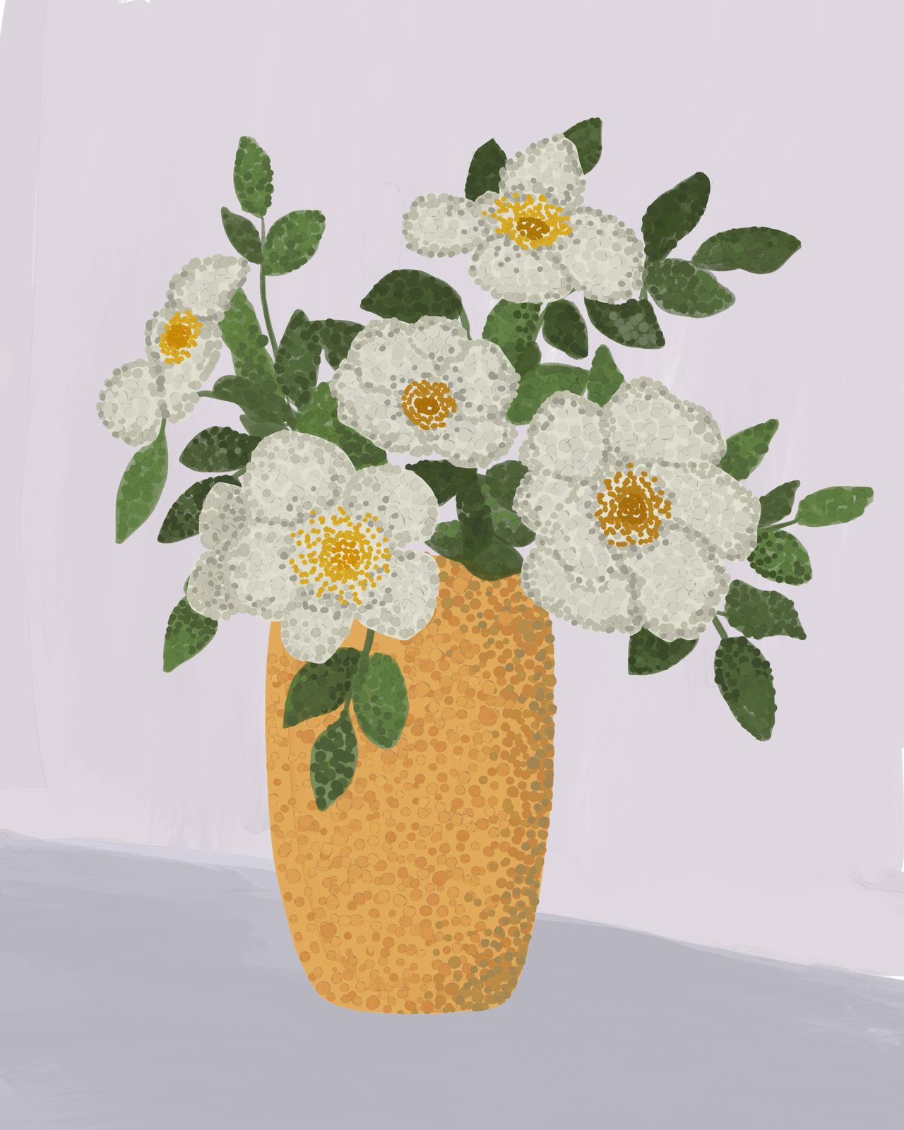 White Floral Vase Textured Wall Art