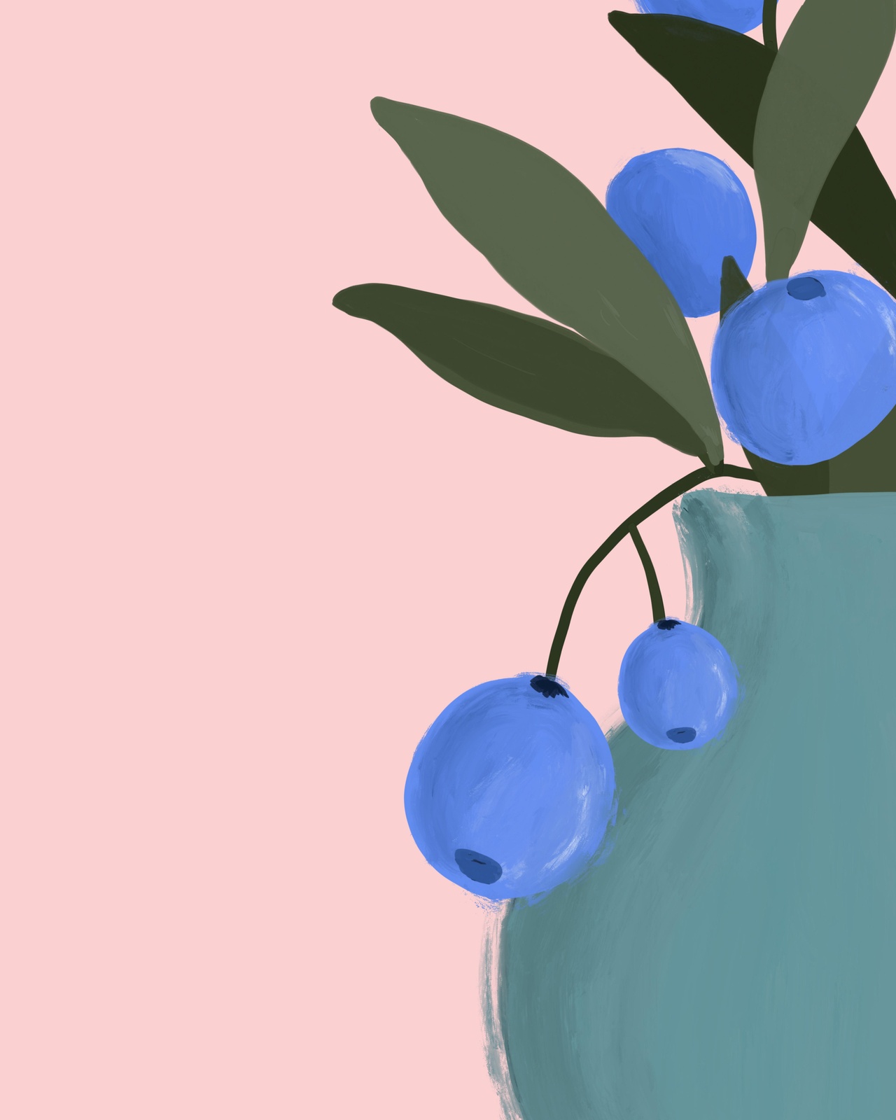 Vibrant Blueberry Botanical Wall Art