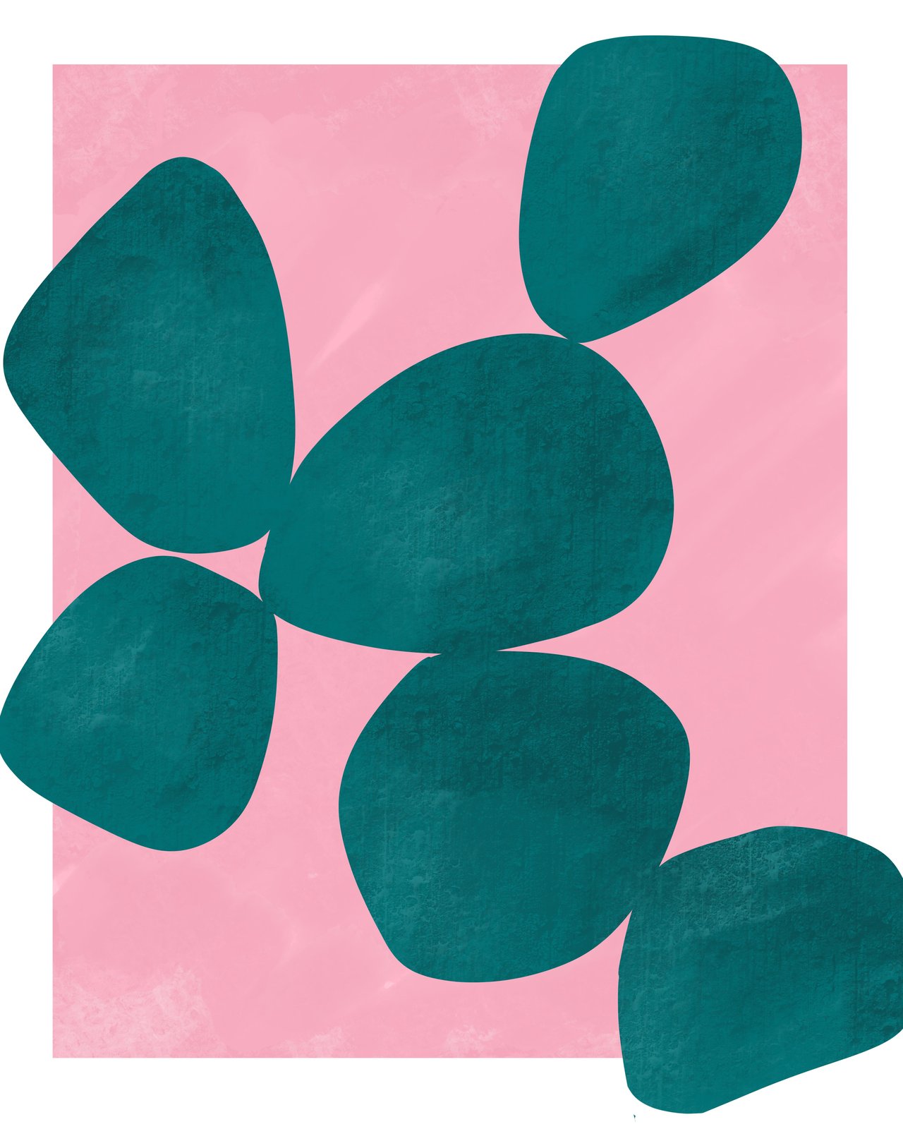 Abstract Teal Shapes Pink Wall Art