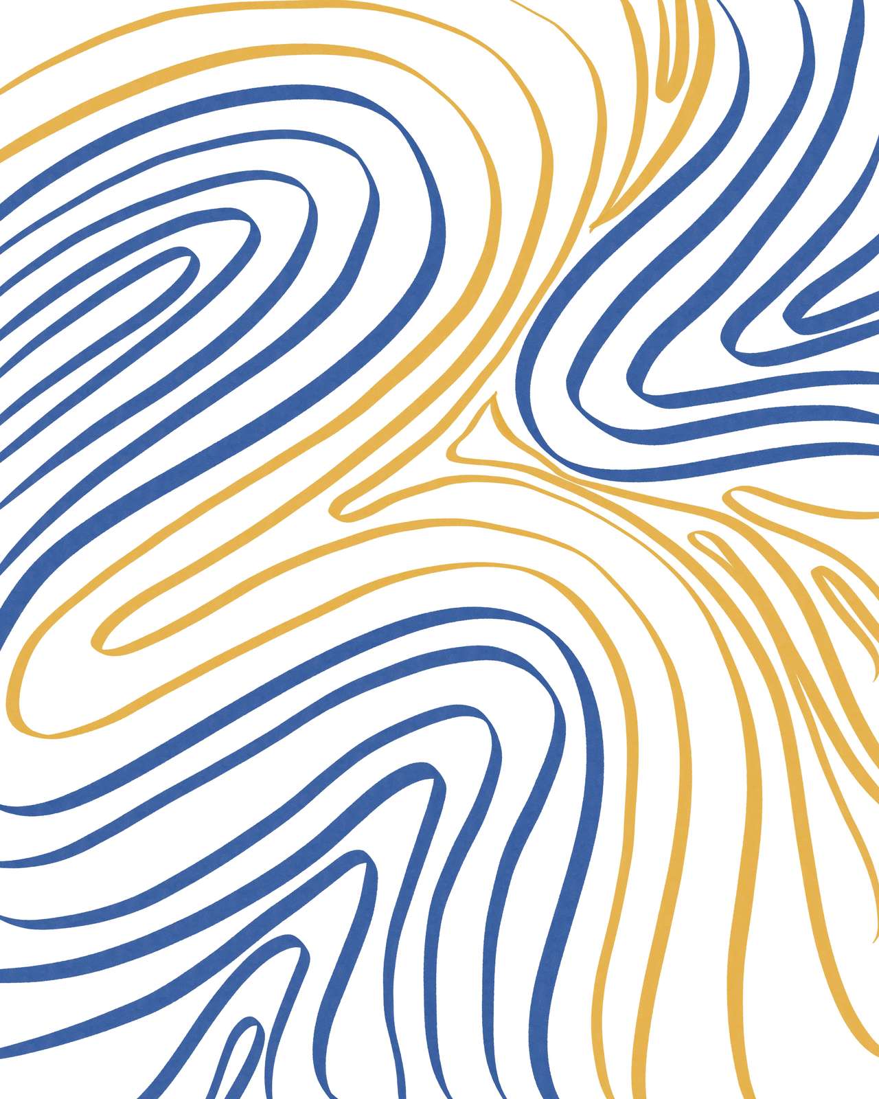 Abstract Blue Gold Flow Wall Art