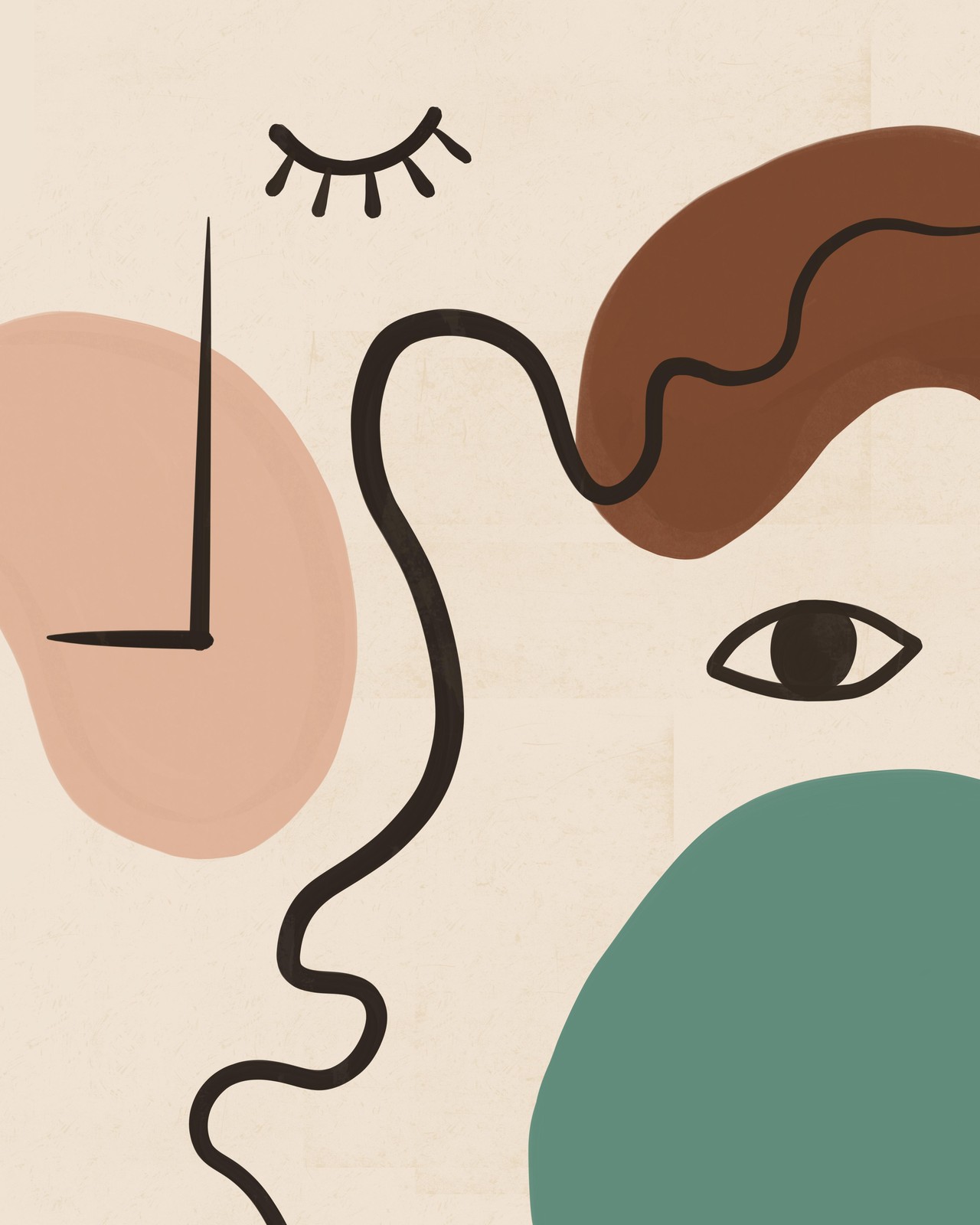 Abstract Face Mid Century Modern Wall Art