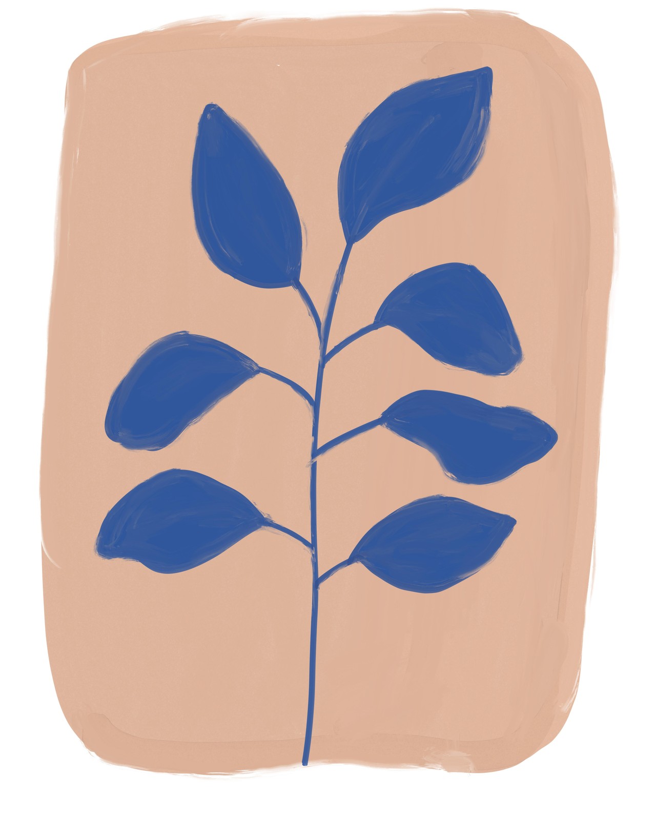 Abstract Blue Botanical Minimalist Wall Art