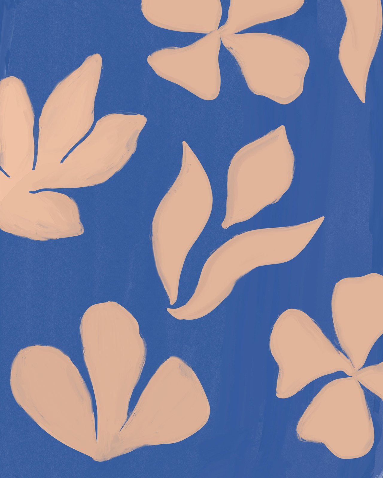 Abstract Floral Blue & Peach Wall Art