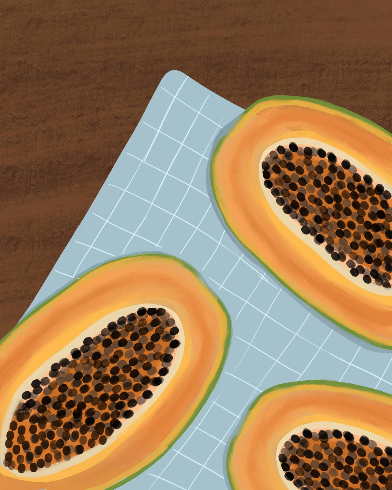 Vibrant Papaya Slice Tropical Fruit Wall Art