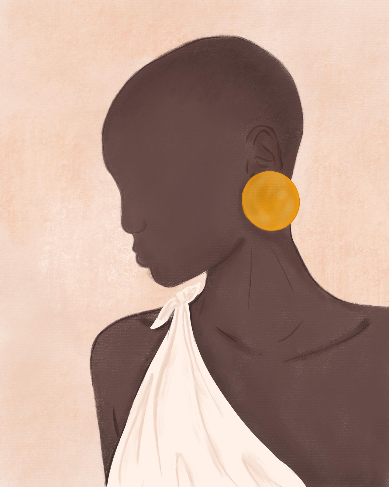 African Beauty Gold Earring Portrait Wall Art