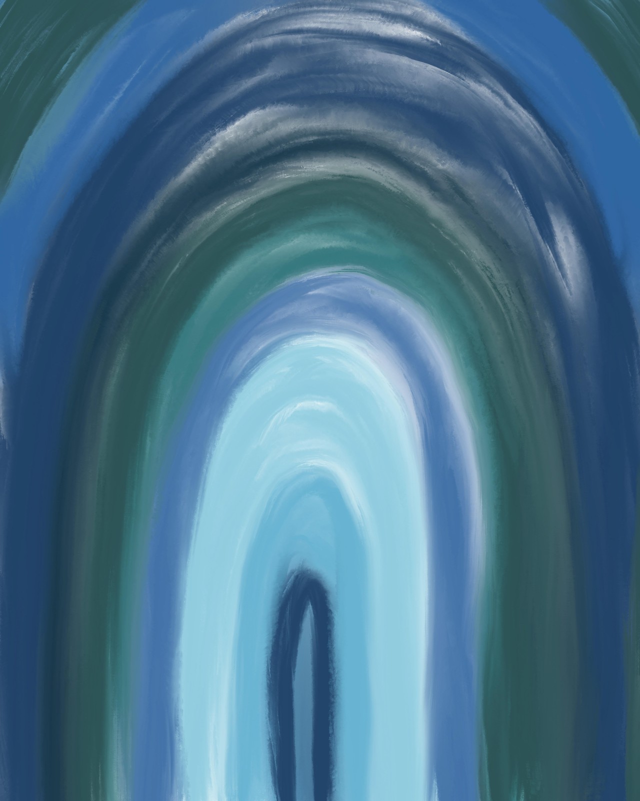 Serene Blue Abstract Rainbow Wall Art