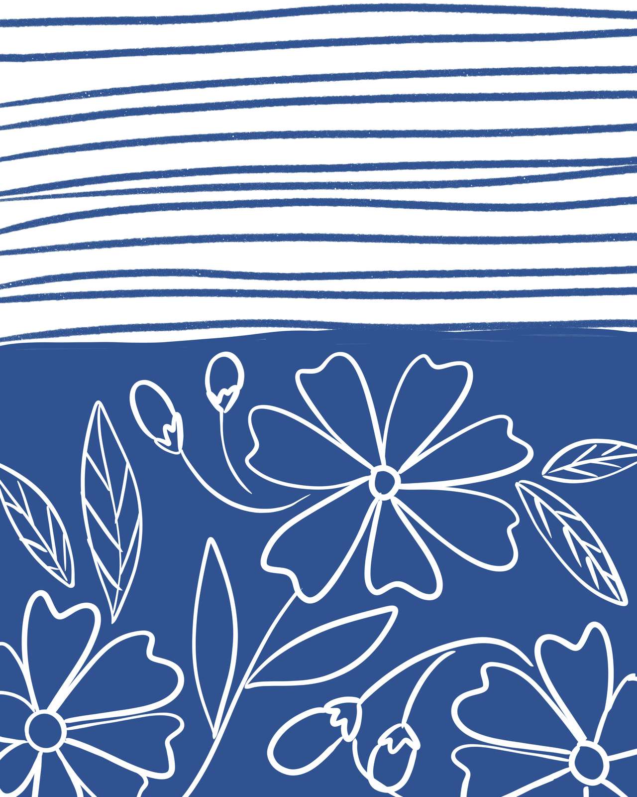 Blue Floral Delight Wall Art